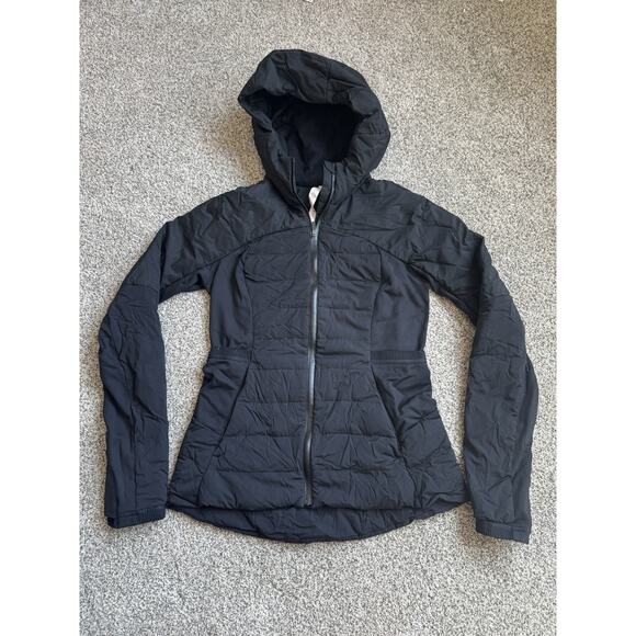 Lululemon Down For It All Jacket Black Hood Women’s 8 Goose Lightweight Nylon - Picture 1 of 8